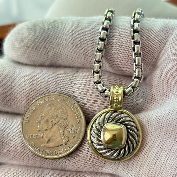 David Yurman 925 & 14k Gold Renaissance Pendant Necklace 16" - Picture 4 of 9